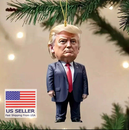 Acrylic Trump Hanging Christmas Tree Ornament Decoration Bauble 2024 