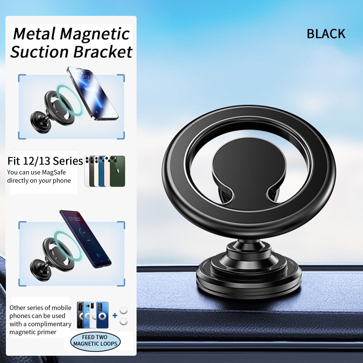 Strong Magnetic 360° Rotation Mag Safe Air Vent Car Mount Dashboard Phone Holder