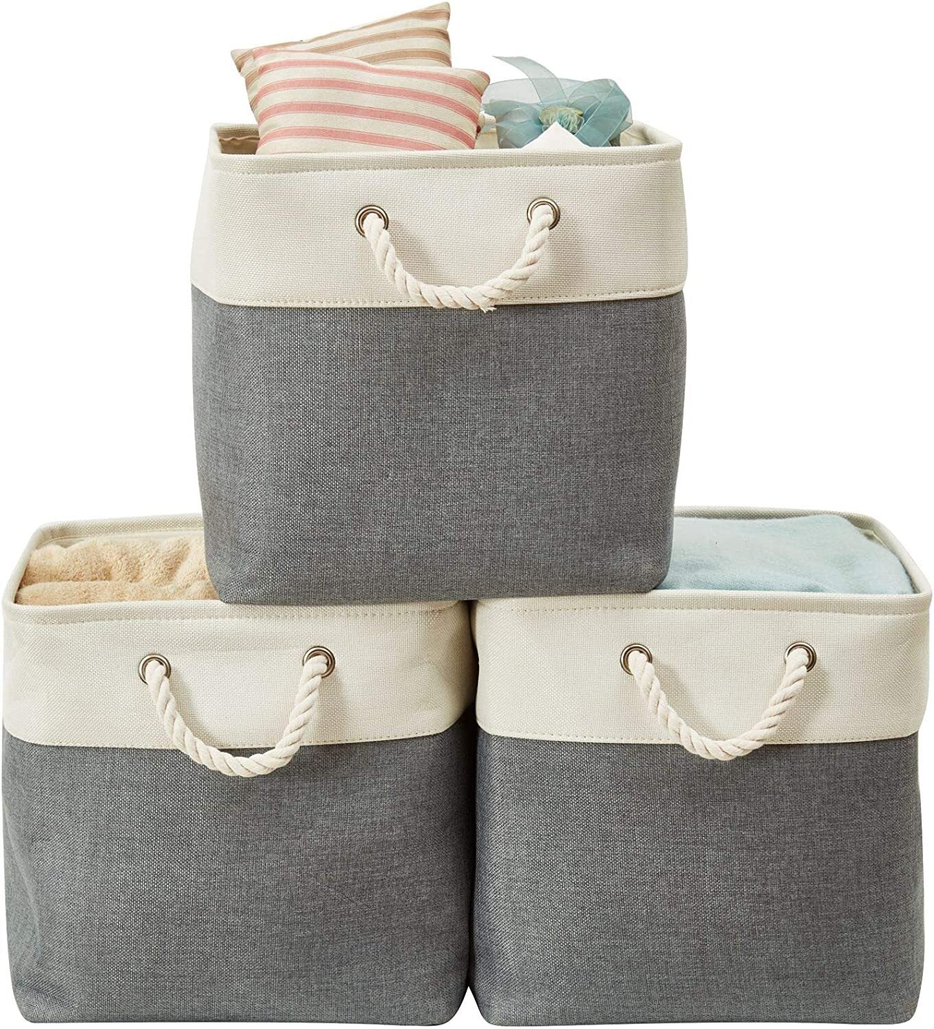 Large Storage Basket Rectangular Fabric Collapsible Organizer Bin Box 13×13×13In