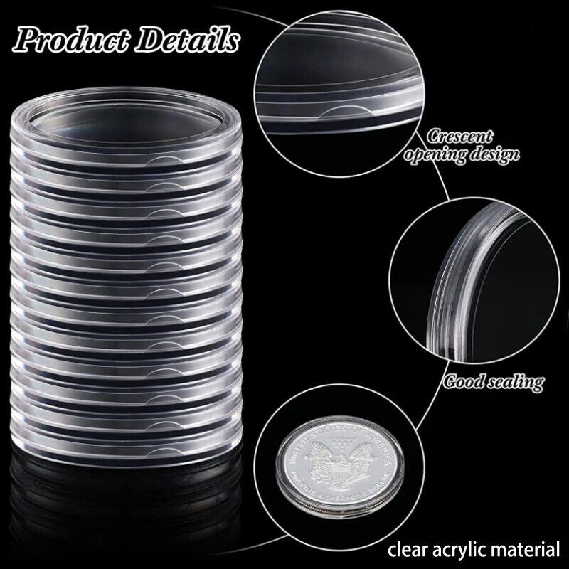 Transparent round COINNING Box Capsules Storage Containers Home Supplies