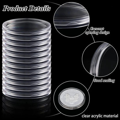 Transparent round COINNING Box Capsules Storage Containers Home Supplies