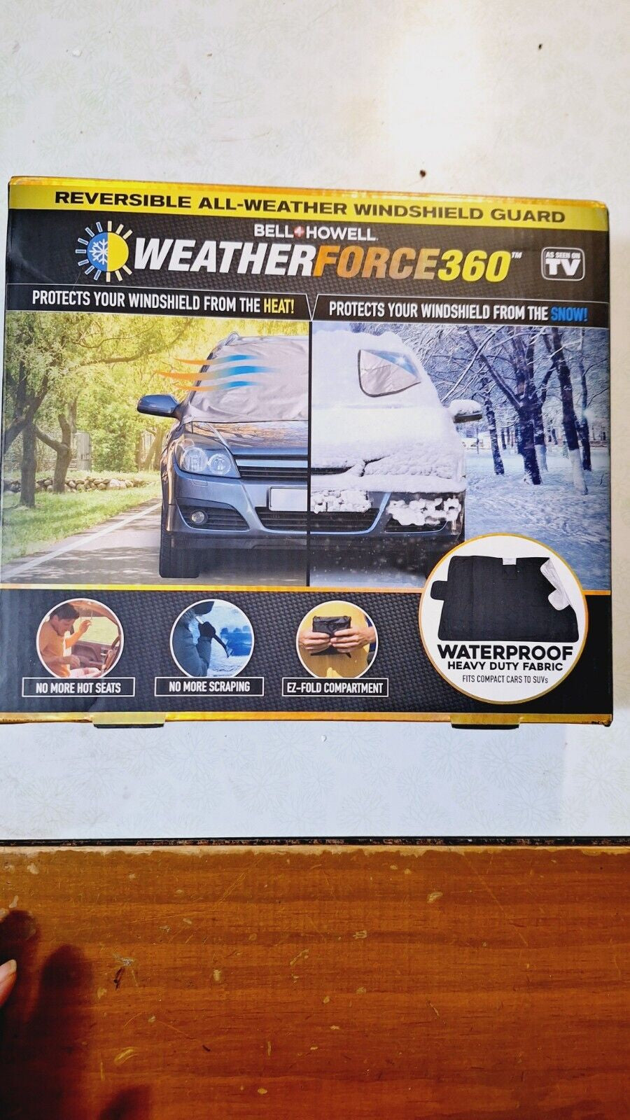 All Weather Force 360 Waterproof Windshield Guard - Protect Your Car from Snow, Ice & Rain, Durable & Easy to Use, Fits Most Vehicles, Perfect Gift!