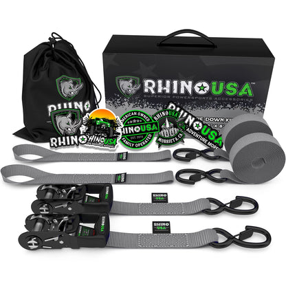 Heavy-Duty Ratchet Straps Motorcycle Tie Down Kit | 5,208lb Break Strength | 2-Pack with Padded Handles, Coated S-Hooks & Soft Loop Straps