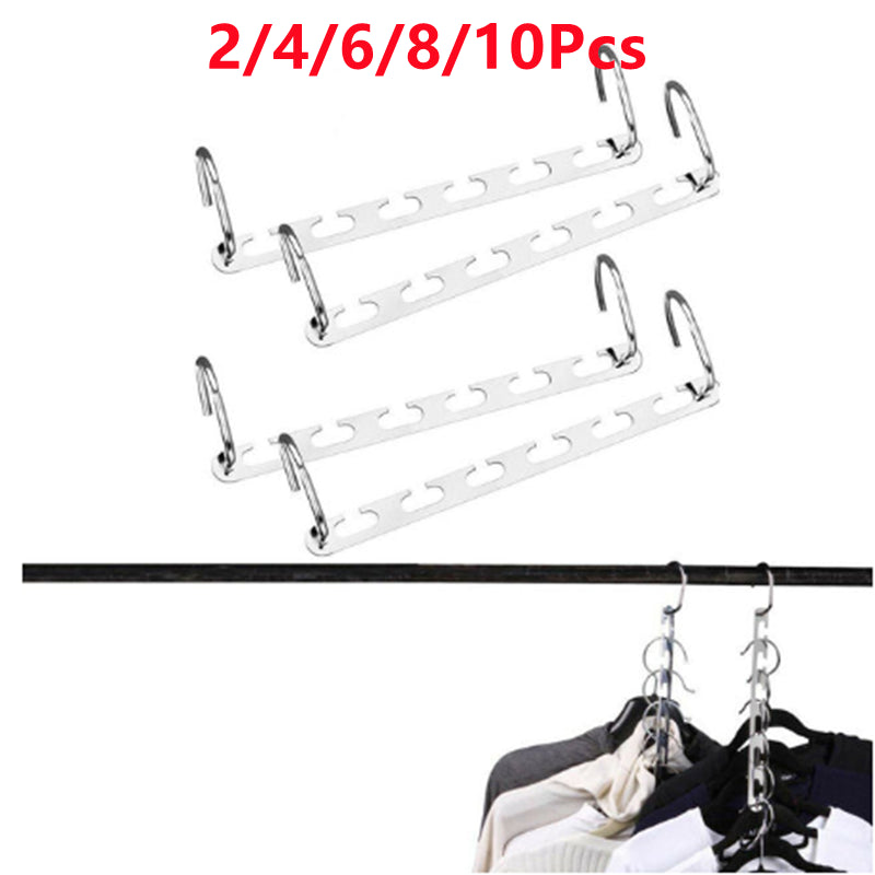 2-10X Magic Metal Wonder Hanger Closet Space Saver Organizer Rack Clothes Hooks