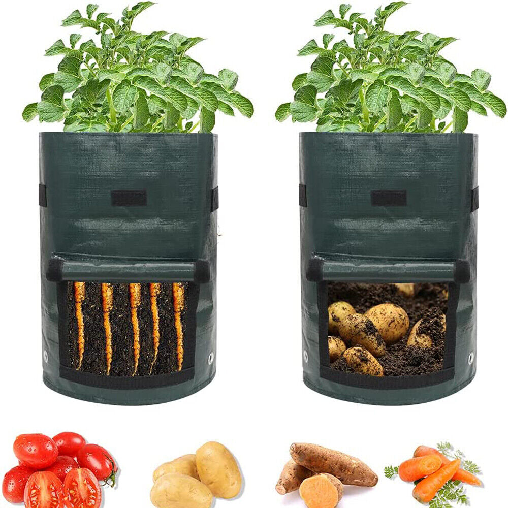 Potato Grow Bags 3-Pack - Waterproof, Reusable Plant Pots with Harvest Window & Handles for Easy Moving - Ideal for Vegetables, Fruits & Flowers