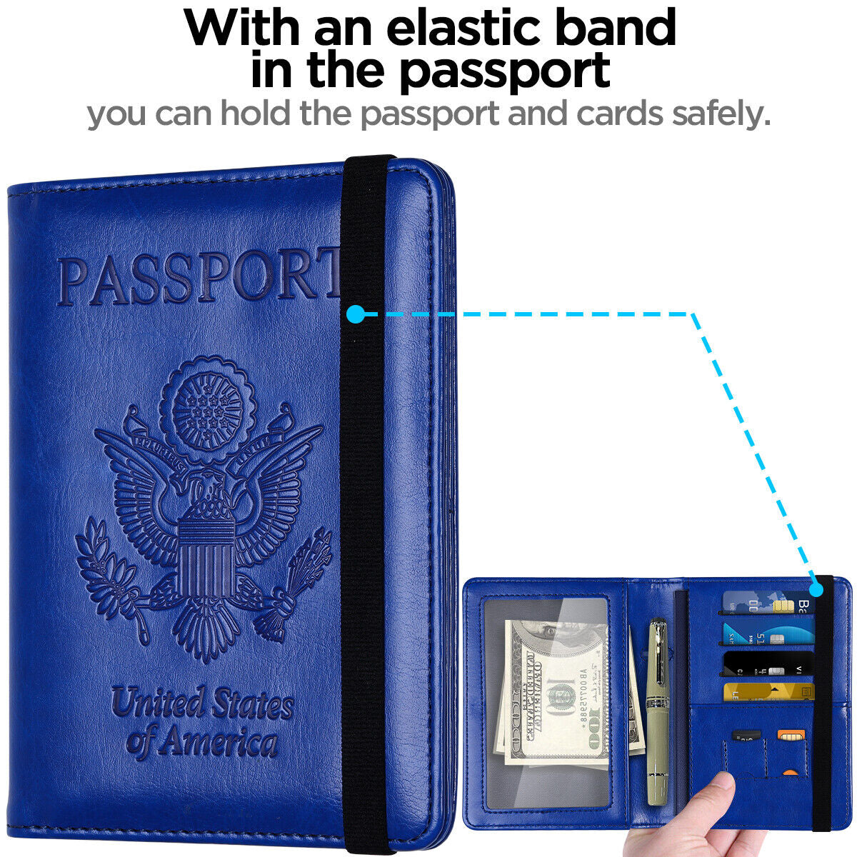RFID Blocking Leather Passport Holder – Slim Wallet Cover with Card Slots for Men & Women | Airport Must-Have Organizer Travel Essentials