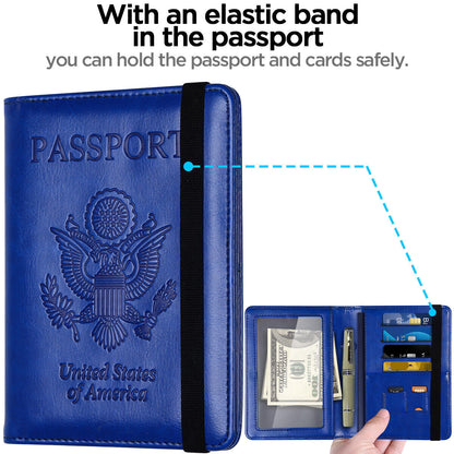 RFID Blocking Leather Passport Holder – Slim Wallet Cover with Card Slots for Men & Women | Airport Must-Have Organizer Travel Essentials