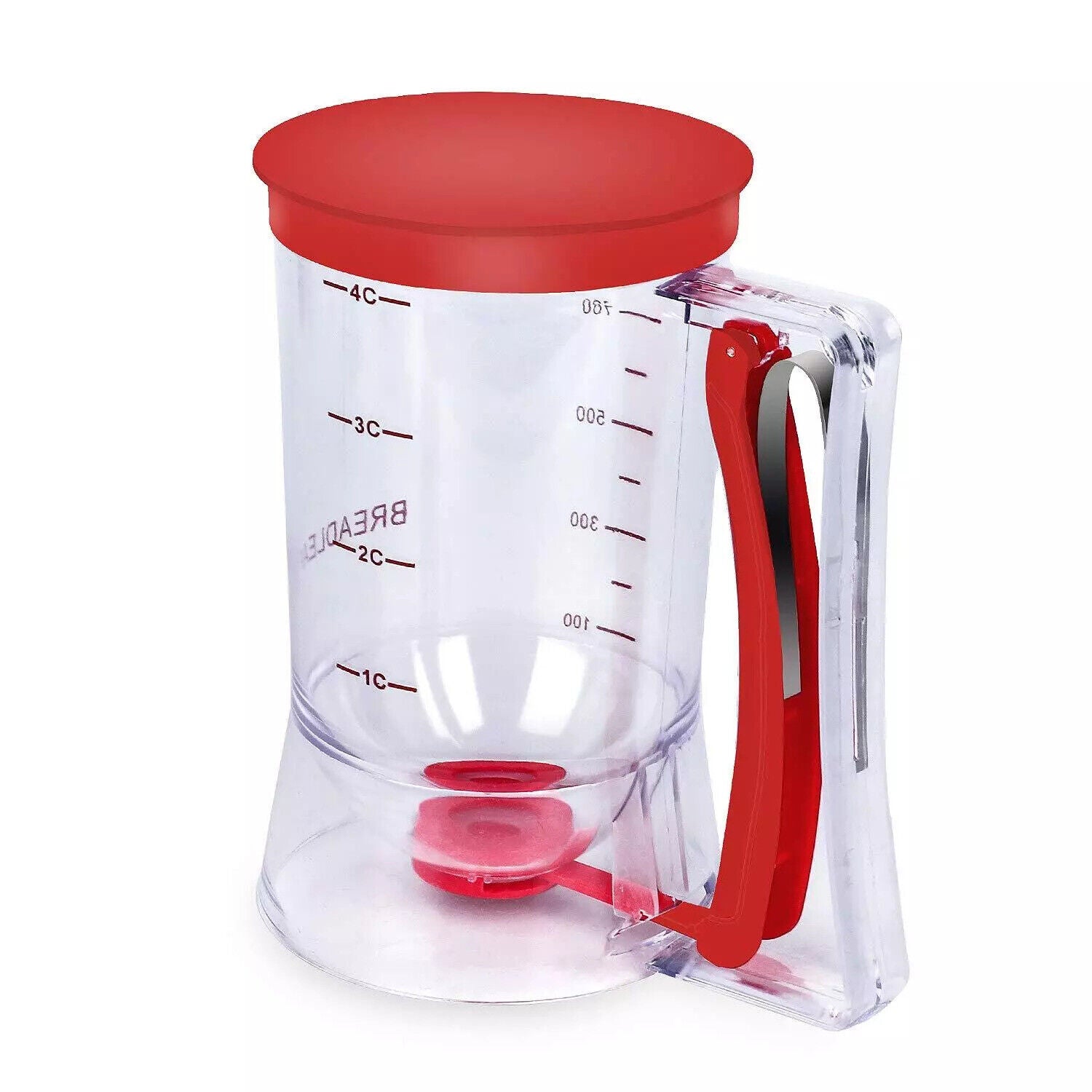 Pancake Batter Dispenser with Measuring Label (900mL) – 4 Cup Cupcake & Muffin Squeeze Bottle w/ Handle, Silicone Brush & Spatula | No Mess, Easy Baking