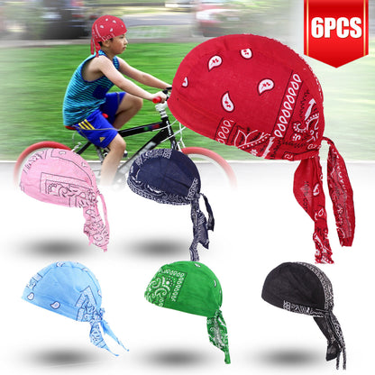 6PCS Men’s Biker Head Wraps – Doo Rag Skull Caps, Cotton Bandanas for Motorcycle & Cycling | Stylish & Comfortable, TikTok Trendy Riding Accessories