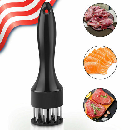 Meat Tenderizer Tool 21-Pin Stainless Steel Blades - Tender & Juicy Meat, Quick Marinade, Safe Cover, Easy to Use & Clean for Beef, Chicken, 