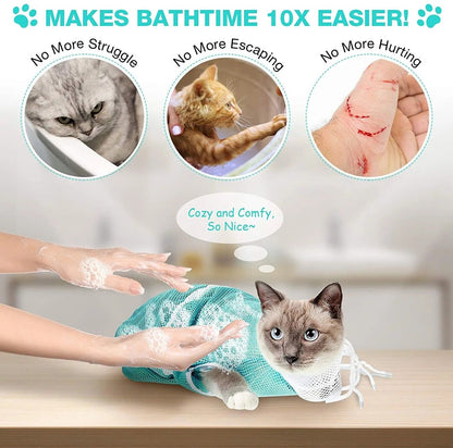 Pet Nail Cat Bathing Bag Puppy Cleaning Shower Bag Grooming Bag for Bathing Anti-Scratch