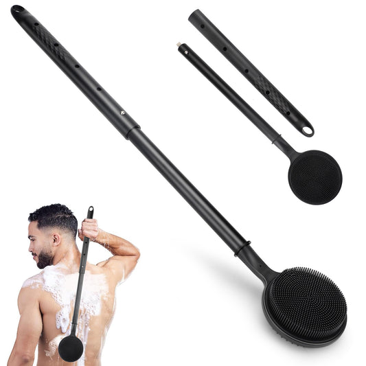 24" Long Handle Bath Brush for Shower, Telescopic Back Scrubber Body Exfoliator