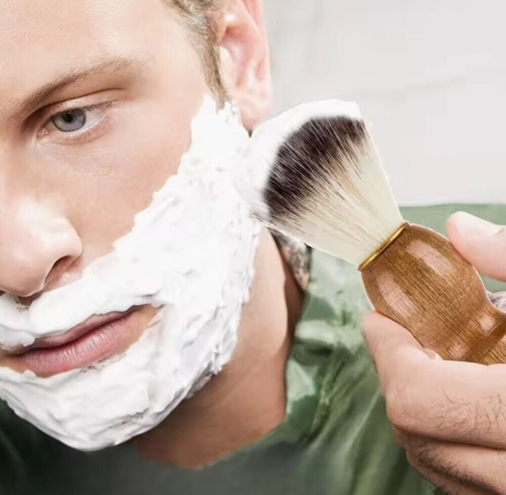Wooden Handle Mustache Beard Brush – Boar & Nylon Bristles for Grooming, Styling & Wet Shaving | Perfect for Facial Hair Care, Soft & Durable Design