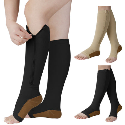 tame impala leg warmers 2 PAIRS Zip up Open Toe Compression Zipper Socks Calf Support Stocking Women Men Breathable Comfort Fabric Womenswear