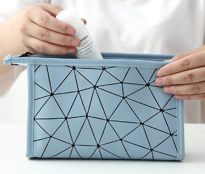PU Leather Makeup Bag – Zipper Pouch Organizer Elegant Toiletry Cosmetic Holder