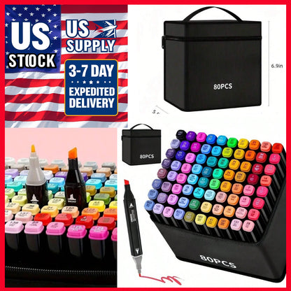 80/168 Colors Art Drawing Markers Set for Kids Adults Dual Tip Alcohol Markers