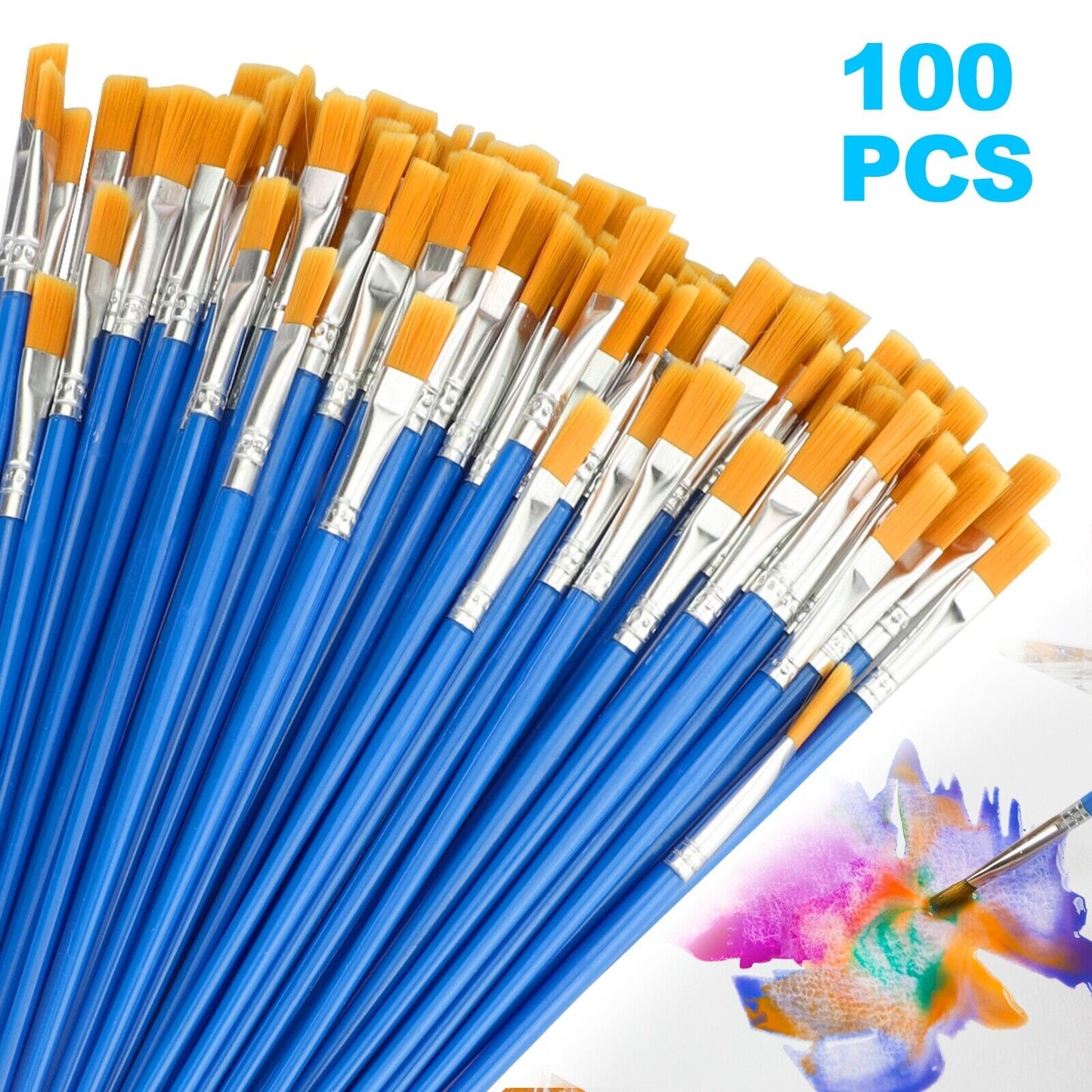100Pcs Artist Paint Brushes Set Art Acrylic Oil Watercolour Painting Craft Model