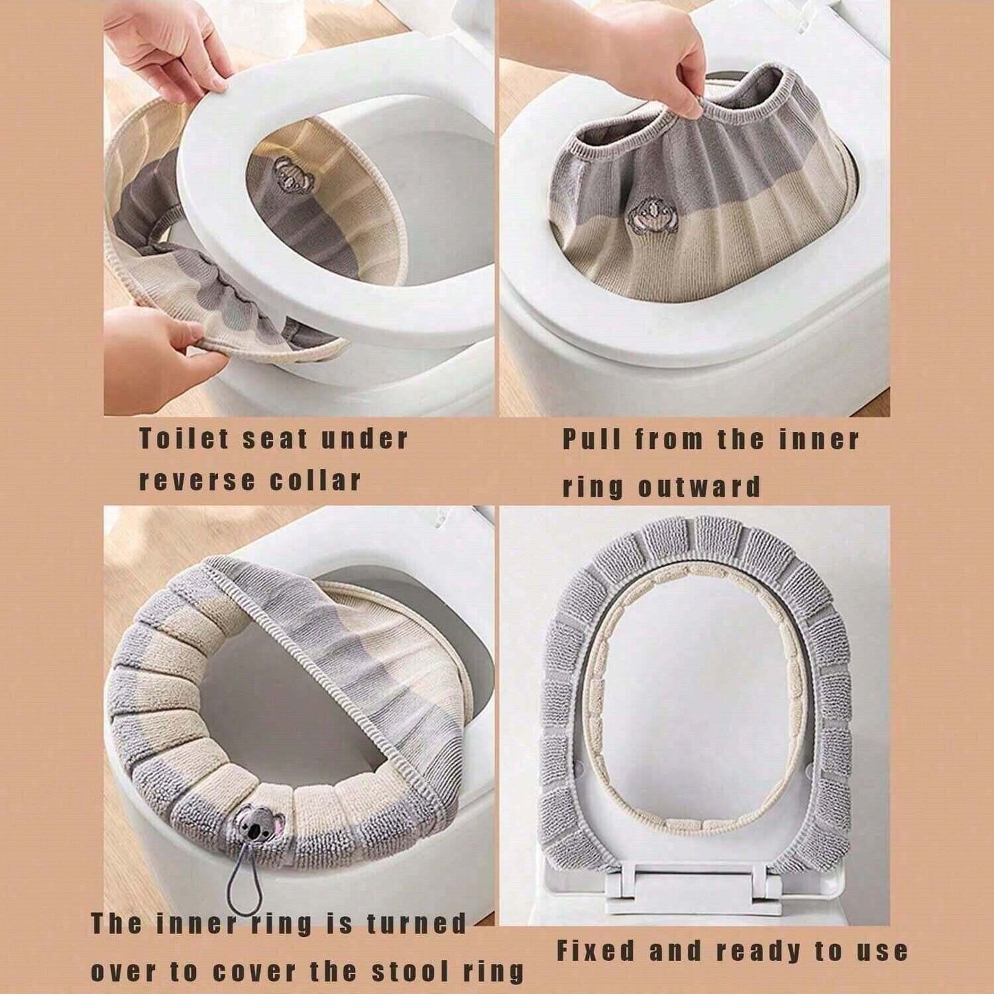 Cozy Bathroom Soft Thicker Stretchable Toilet Seat Cover – Washable & Warmer Cushion Mat for Cold Mornings | Viral Comfort Find