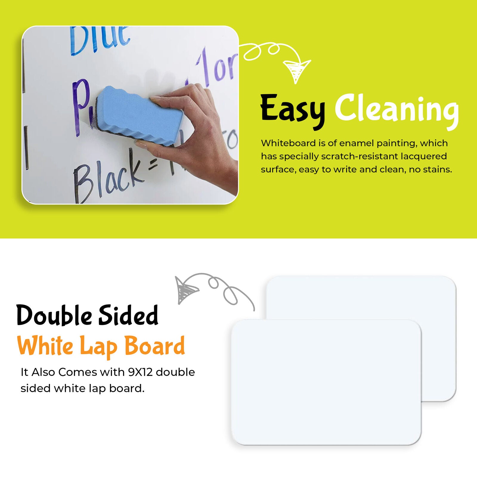 Dry Erase Board for Wall, 15"X12" Hanging Whiteboard with Double-Sided Lap Board