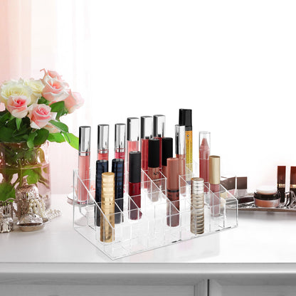 Acrylic Lipstick Organizer Stand - 40 Slot Cosmetic Display Makeup Case - Clear