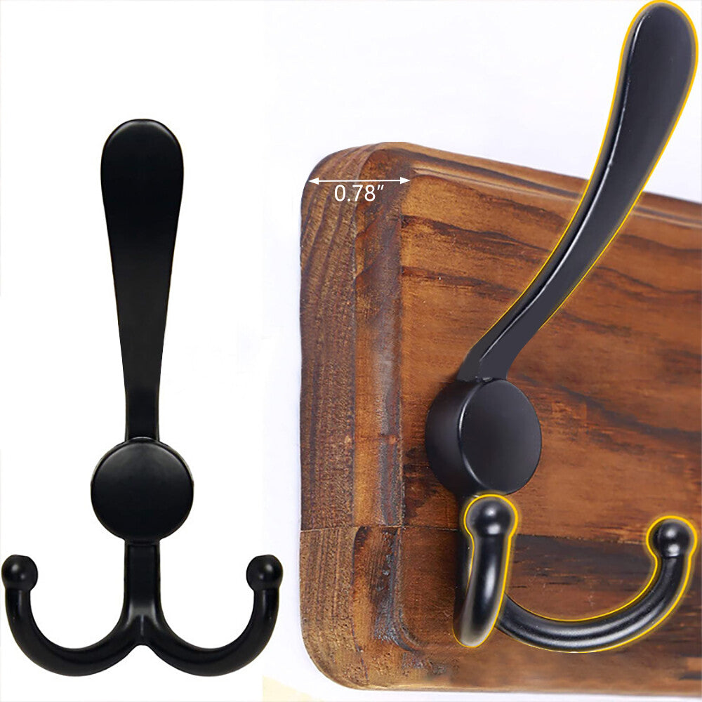 Brown Coat Rack Wall Mount Hat Rack 5 Hooks Pine Wood Plank for Clothes Hats Key
