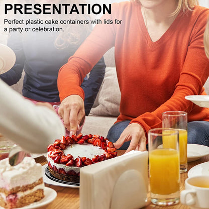 MT Products Plastic Cake Container with Clear Dome Cover 6" round - Pack of 5