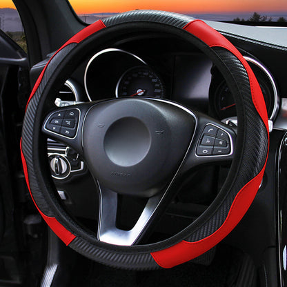 Universal Car SUV Steering Wheel Cover Red Microfiber Leather 15" for Honda Jeep