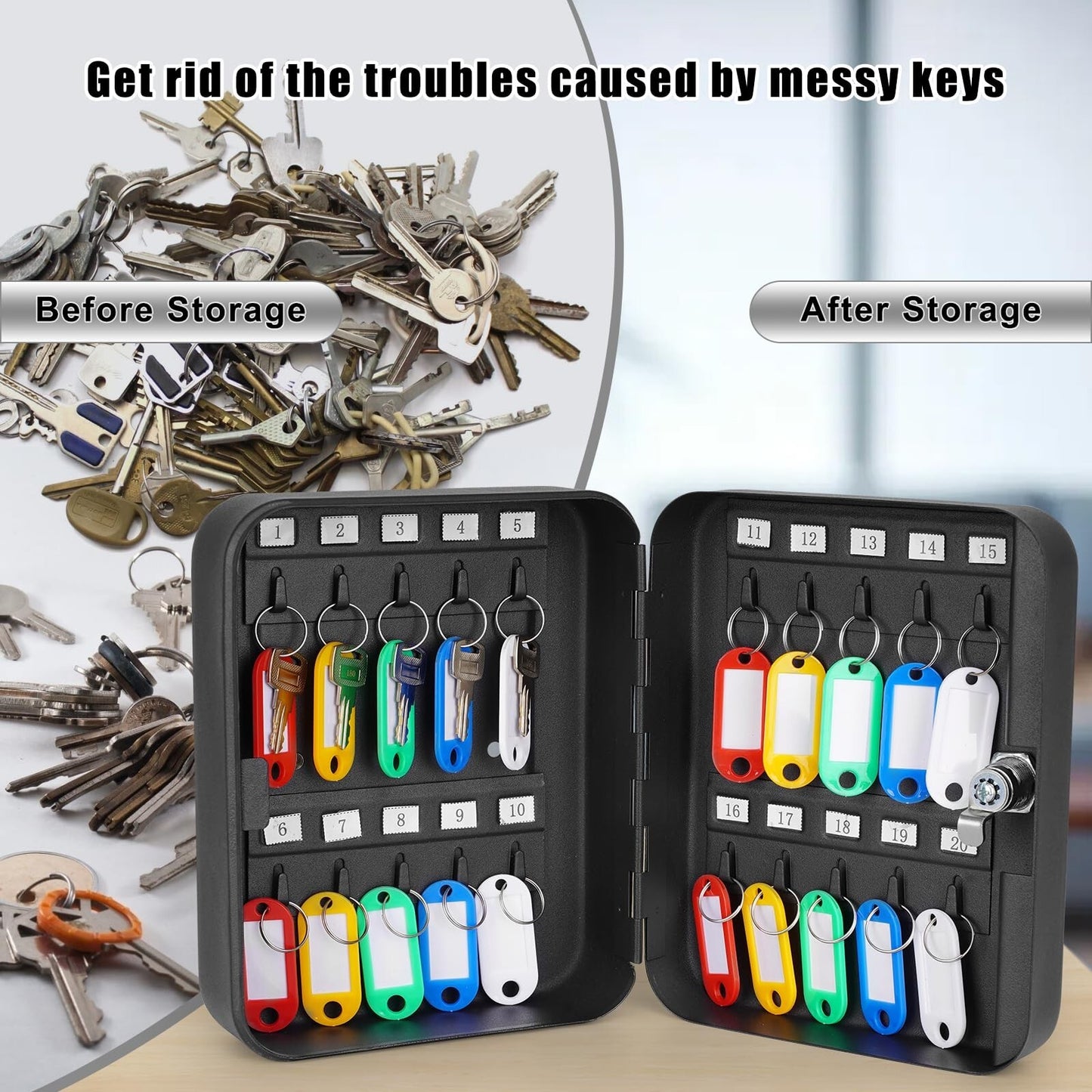 KYODOLED Key Cabinet Wall Mount, Locking Key Box Organizer, Key Lock Box With...