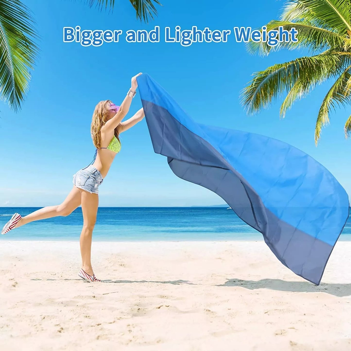 Sandproof Beach Blanket Waterproof Outdoor Mat – Oversized 79"x55" for 4-6 People, Portable Picnic Mat for Travel, Camping, Hiking, Yoga & Beach Days