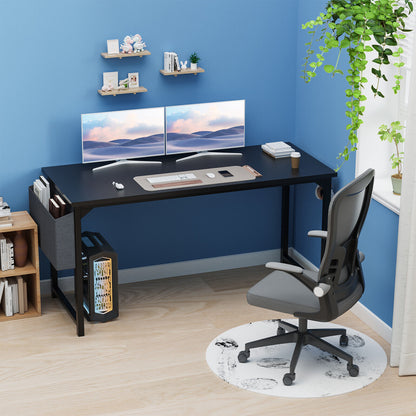 Computer Office Desk Writing Study Work Modern Simple Style Wooden Table with Storage Bag & Iron Hook for Home Bedroom