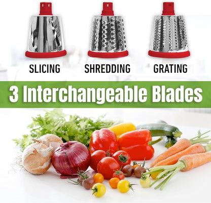 Trending Rotary Cheese Grater - Fast Hand Crank Slicer & Shredder | BPA-Free, 3 Drums, Non-Slip Base | Grate Veggies, Cheese & More Effortlessly