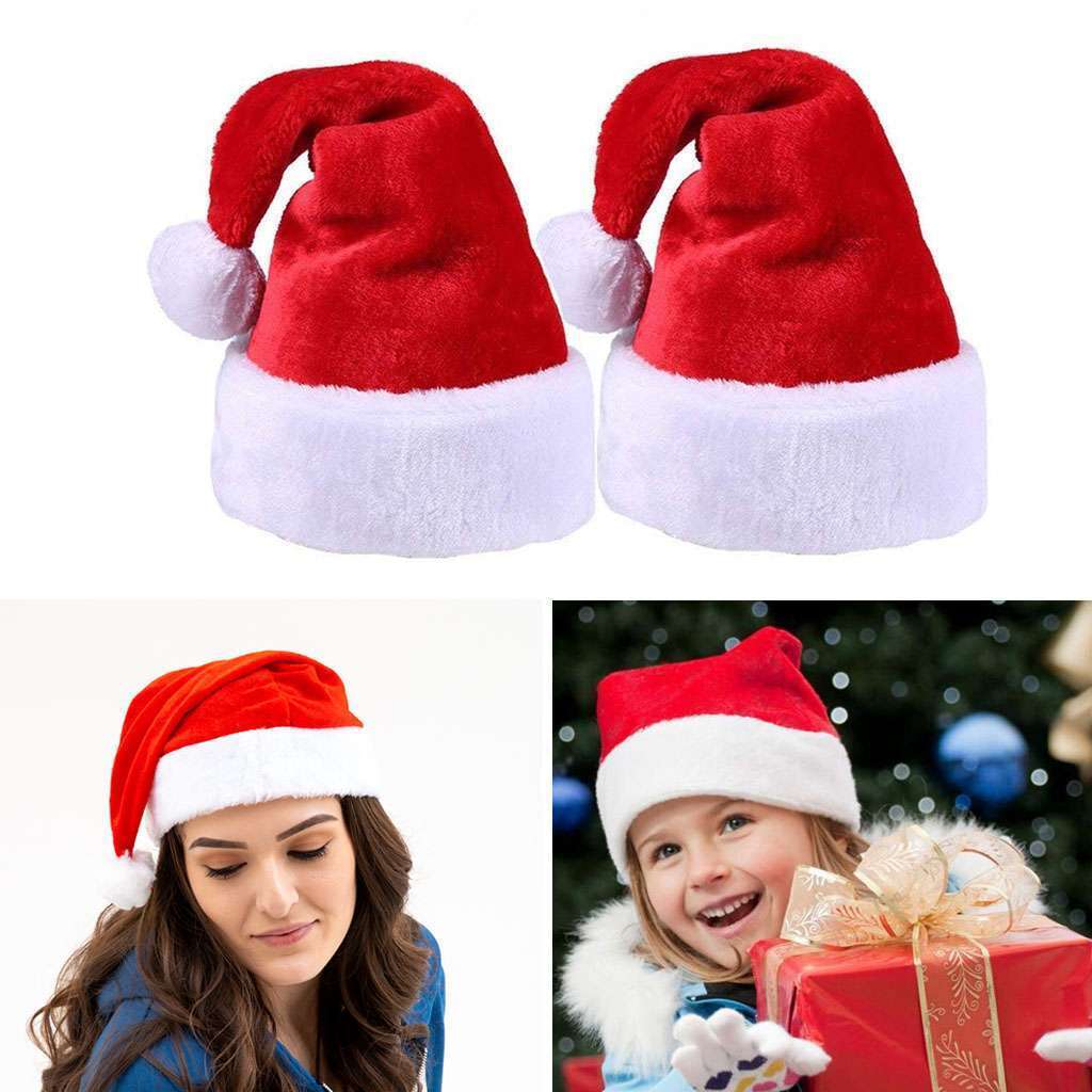 Christmas Santa Hat Adults & Kids | Warm Plush Xmas Cap for Holiday Party Cosplay | Classic Festive Costume Hat for Family, Teens, & School Events