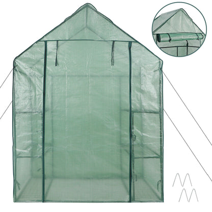 Mini Walk-In Greenhouse with 6 Shelves - 3-Tier Outdoor Planter House, Zippered Door, Weather Protection for Plants, Easy Setup & Durable Design