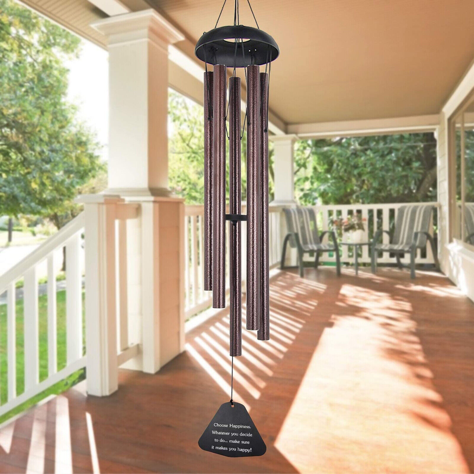 36-Inch Wind Chimes Outdoor Large Deep Tone – Adjustable Tuned Garden Decor, Premium Aluminum, 5 Tubes, Lucky Pendant, Perfect Gift Idea