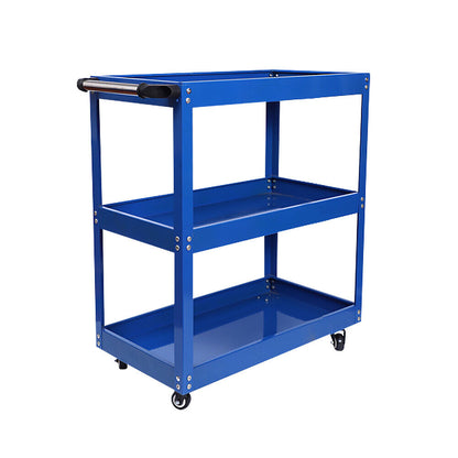 3-Tier Rolling Tool Cart with Wheels - Heavy-Duty Utility Work Cart, 400lbs Capacity, Side Tool Slots & Locking Casters for Garage, Workshop, Home Use