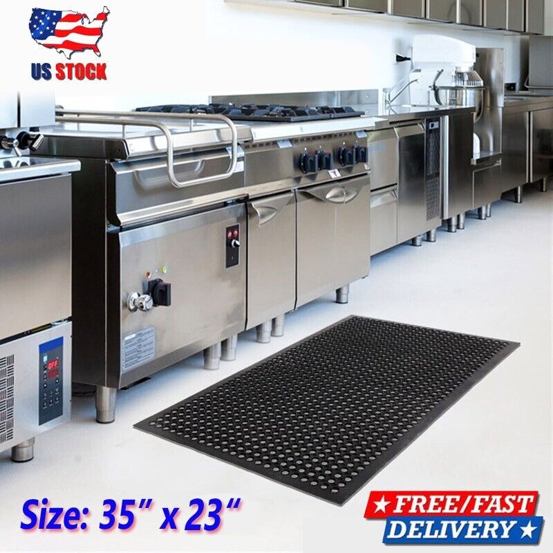 Heavy Duty 23"x35" Anti-Fatigue Floor Mat | Non-Slip Rubber Drainage for Kitchen, Bar & Industrial Use | Durable, Water-Resistant & Easy to Clean