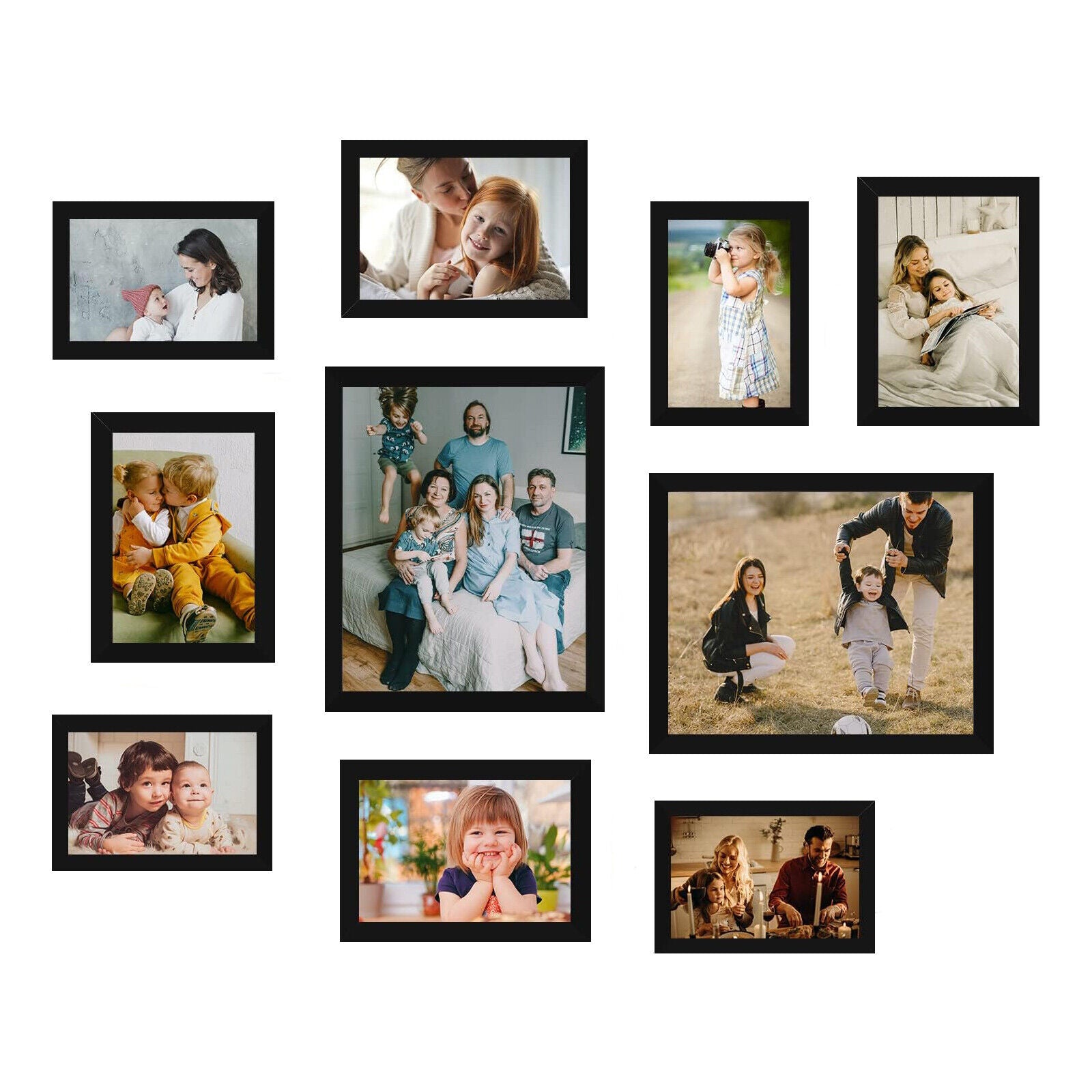 Solid Wood Picture Frames Set - Eco-Friendly Wall Gallery Photo Display with Plexiglass Cover, 6 Sizes for Home Decor, Horizontal & Vertical Mount