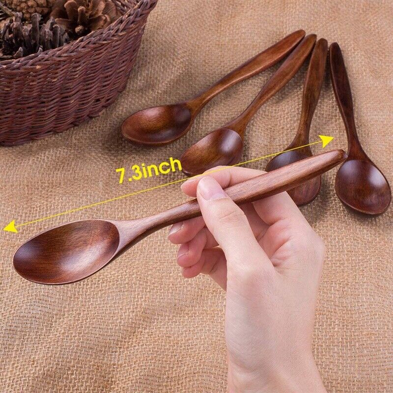 10-Piece Wooden Spoon Set, Long-Handle Natural Wood Utensils for Soup, Cooking & Non-Stick Cookware, Eco-Friendly & Durable Kitchen Must-Have!