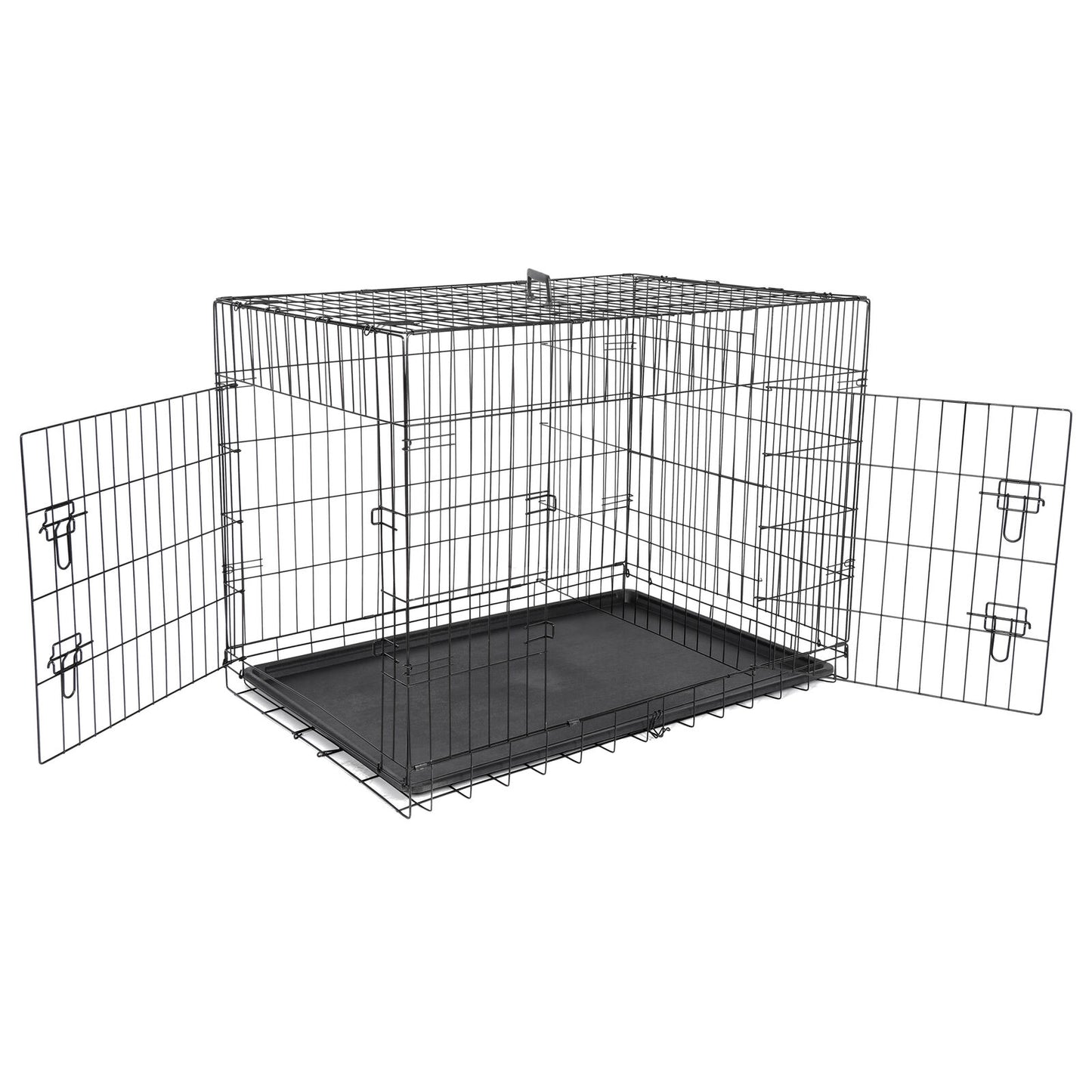 42" Folding Metal Dog Crate Kennel - Double Door Pet Cage with Tray, Secure Slide-Bolt Latches, Easy Clean & Travel Friendly Design for Dogs