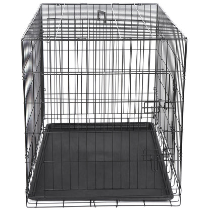 42" Folding Metal Dog Crate Kennel - Double Door Pet Cage with Tray, Secure Slide-Bolt Latches, Easy Clean & Travel Friendly Design for Dogs