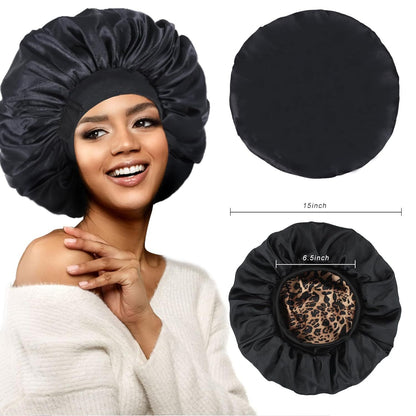 Silk Bonnet for Sleeping Double Layer Satin Bonnet Adjustable Bonnets for Black Women Sleep Cap Reversible Hair Bonnet for Curly Hair