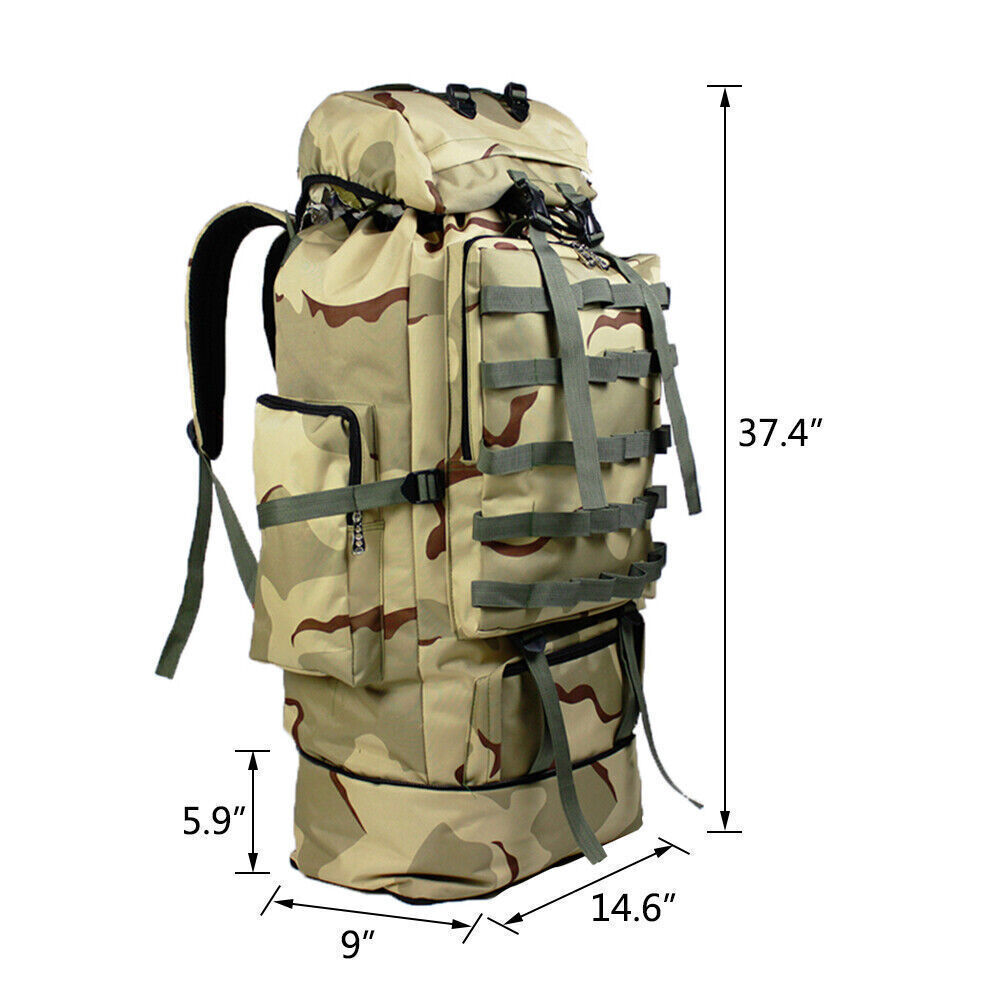 80L 100L Hiking Military Tactical Backpack Waterproof Large Capacity Rucksack for Camping, Trekking, Travel - Adjustable Straps & Breathable Design