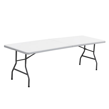 Portable 8ft Folding Table w/ Handle & Lock – Heavy Duty for Camping, Picnics, Parties & BBQs! Durable, Easy to Clean, Compact Storage