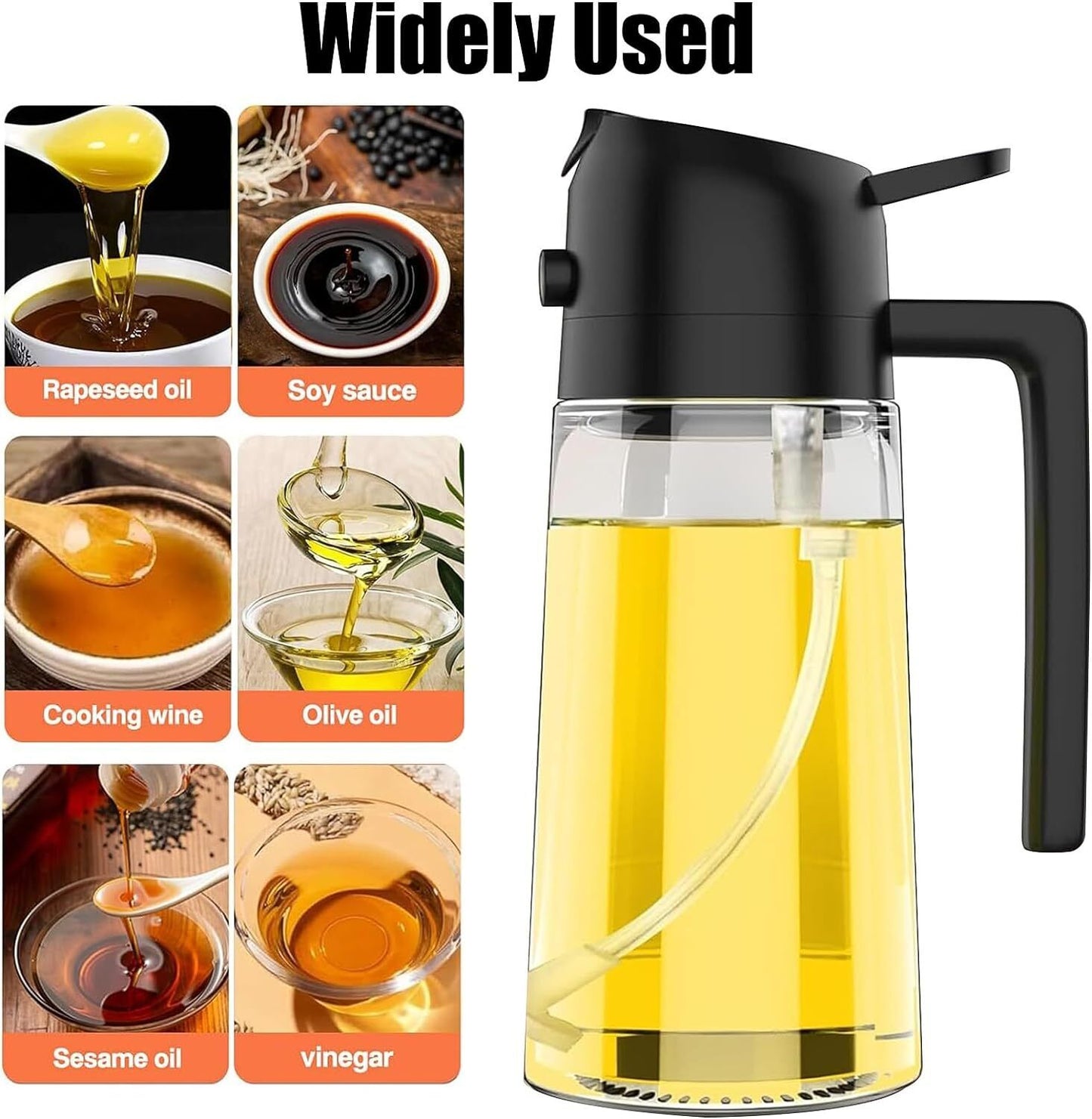 16Oz Oil Dispenser Bottle for Kitchen 2-In-1 Olive Oil Dispenser and Oil Spray