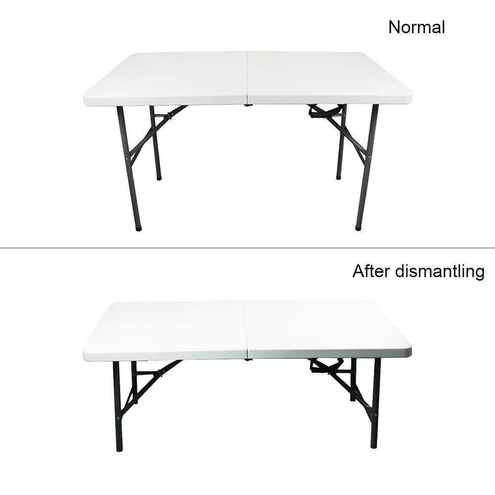 Portable Heavy Duty Folding Camping Table - Adjustable Height, Scratch-Resistant Plastic Desk for Outdoor BBQ, Picnic, Party, Indoor Events