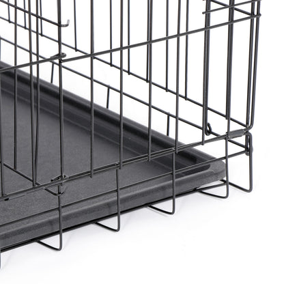 42" Folding Metal Dog Crate Kennel - Double Door Pet Cage with Tray, Secure Slide-Bolt Latches, Easy Clean & Travel Friendly Design for Dogs