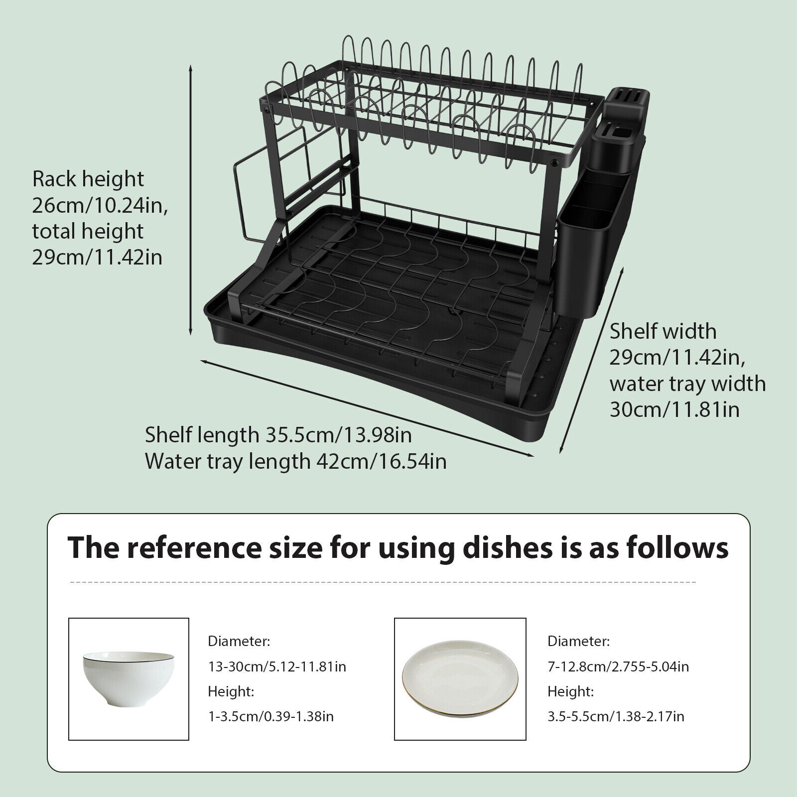 2-Tier Dish Drying Rack for Kitchen | Stainless Steel Organizer with Auto-Draining System, Utensil Holder, Cup Rack | Rustproof & Space-Saving Design