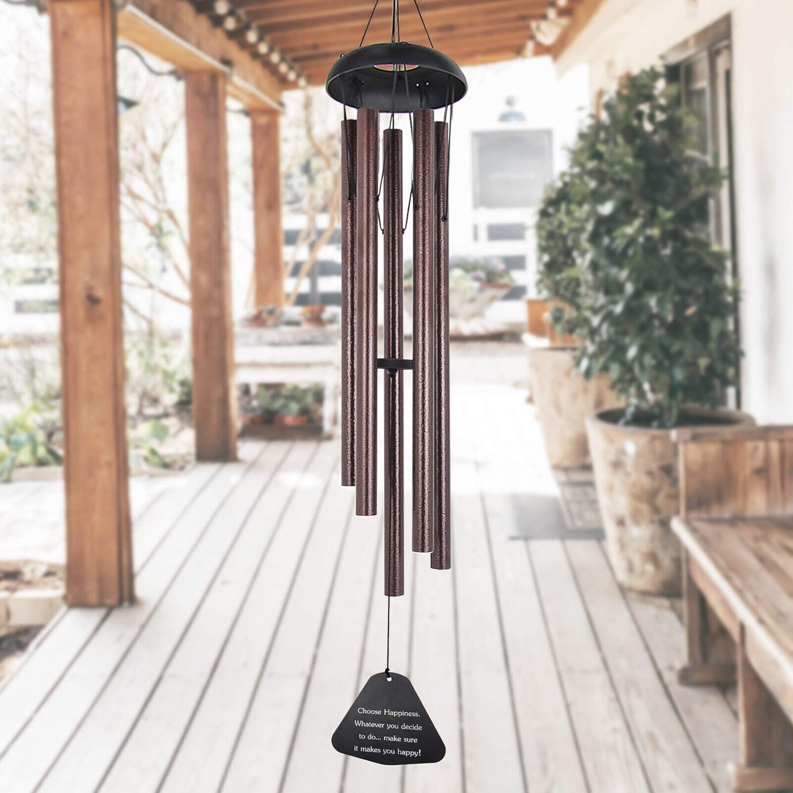 36-Inch Wind Chimes Outdoor Large Deep Tone – Adjustable Tuned Garden Decor, Premium Aluminum, 5 Tubes, Lucky Pendant, Perfect Gift Idea