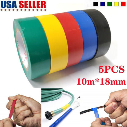 Multi Colored Electrical Tape 5-Pack | 0.7" Wide 32ft Rolls | Durable PVC Insulation Tape | Moistureproof, UV-Resistant | Perfect for Wiring & Repairs