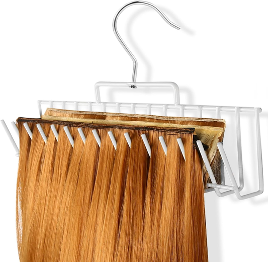 Hair Hanger Extra Wide Hair Extension Holder | Portable Metal Hair Rack for Clip-In, Sew-In, Tape-In Extensions | Holds 3-5 Pieces, Heat-Resistant